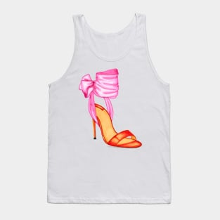 Pink Orange Women's Open Toe Heels Tank Top